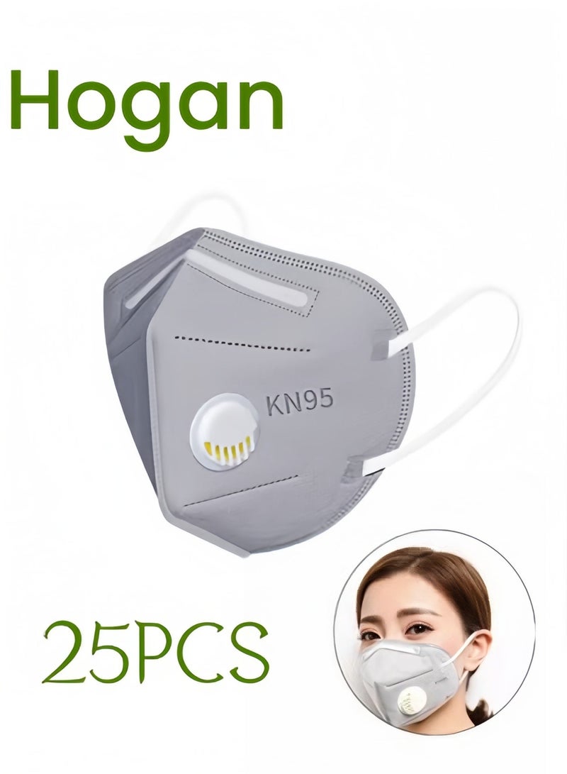 Hogan 25 PCS KN95 Face Mask with Valve - 7-Layer Protection, Adjustable Head Straps & Activated Carbon for Maximum Comfort (Pack of 25) - Image 1