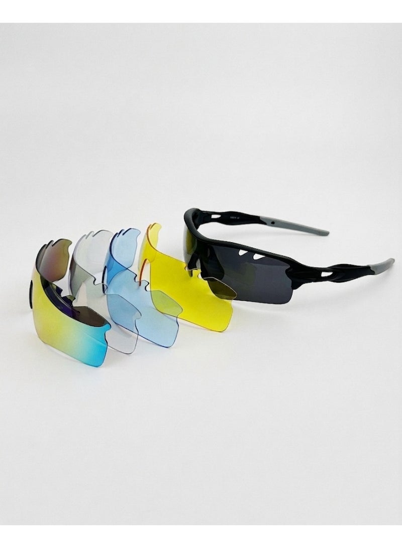 OAKLEY Retro Oversized Cycling Sunglasses TR90 Polarized Sports Eyewear with Interchangeable Lenses for Hiking - Image 1