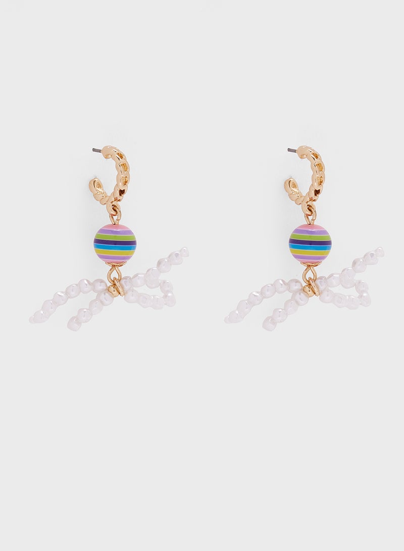 Ginger Pearl Detail Drop Earrings  - Image 1