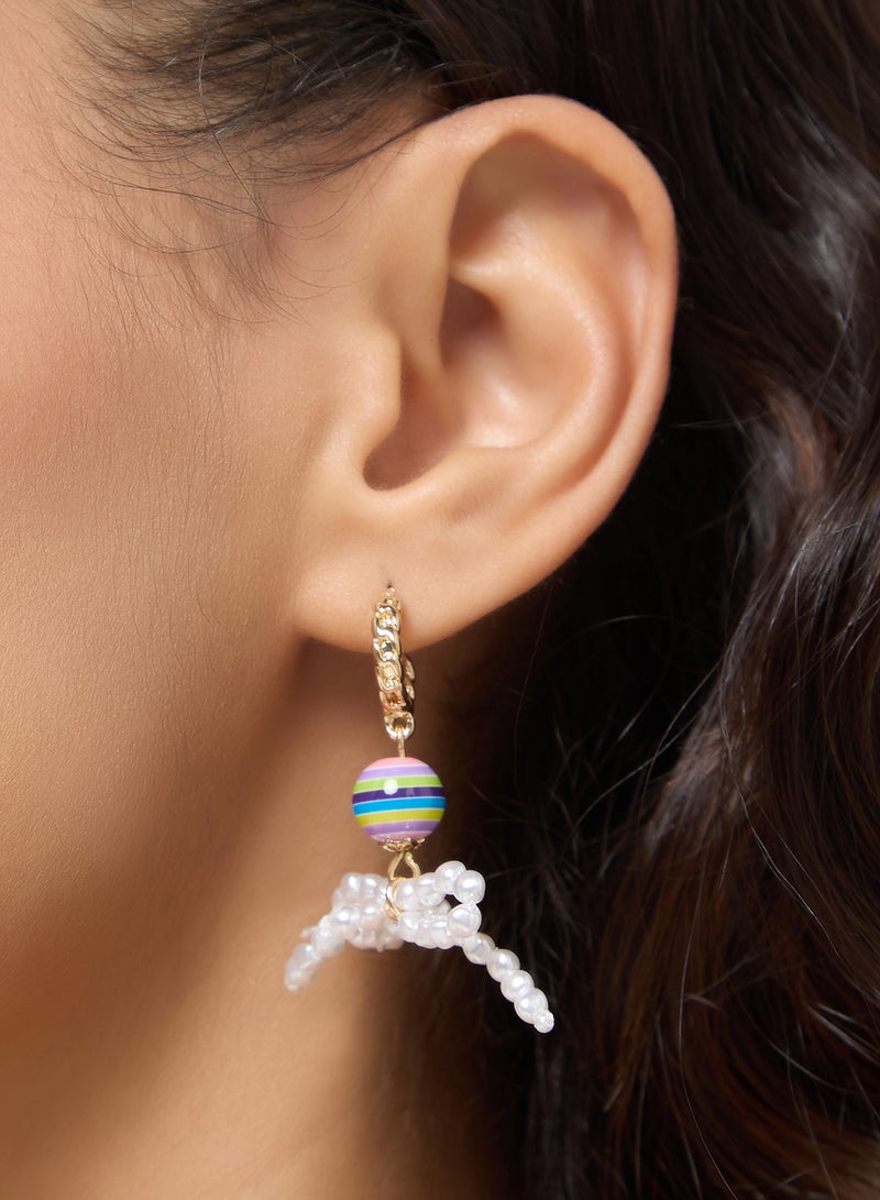 Ginger Pearl Detail Drop Earrings  - Image 4