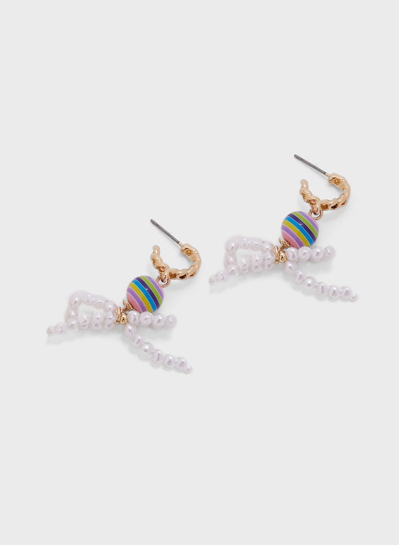 Ginger Pearl Detail Drop Earrings  - Image 2
