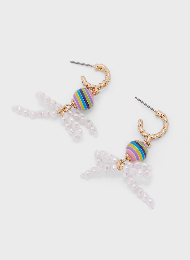 Ginger Pearl Detail Drop Earrings  - Image 3
