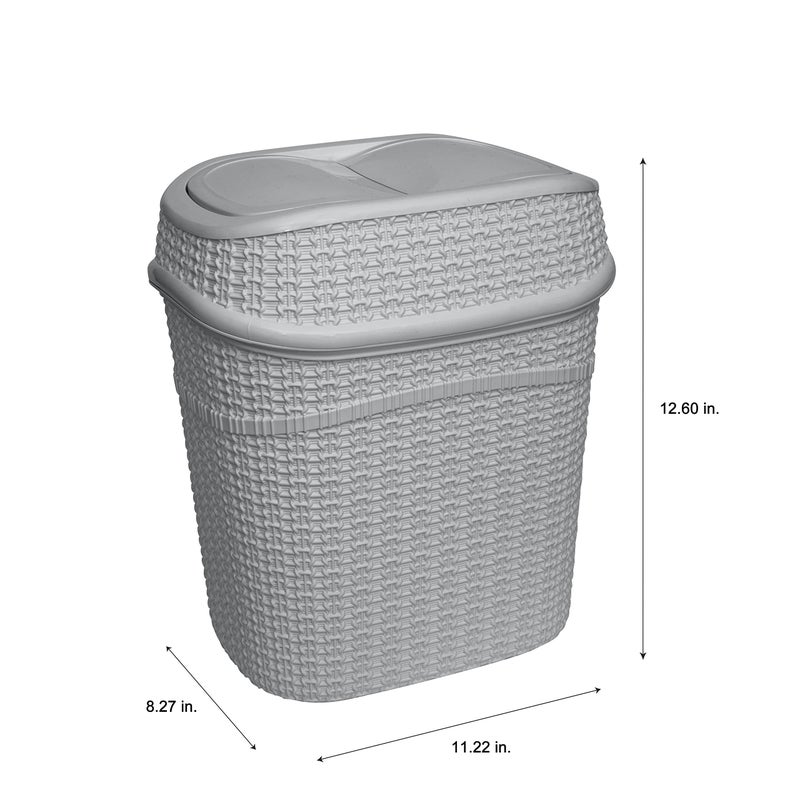 Bath Bliss 9.5 Liter Swing Top Waste Bin Sailor Knot Trash Can | Dimensions: 11.22" x 8.27" x 12.6" | Great for Office | Bathroom | Lid Remove | Grey | Bathroom Wastebasket | Grey - Image 5
