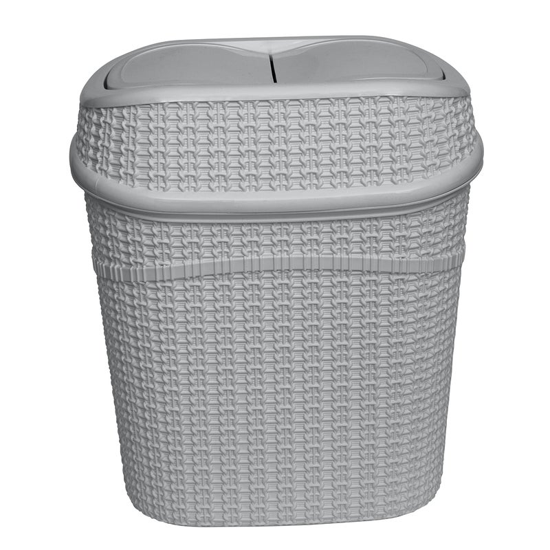 Bath Bliss 9.5 Liter Swing Top Waste Bin Sailor Knot Trash Can | Dimensions: 11.22" x 8.27" x 12.6" | Great for Office | Bathroom | Lid Remove | Grey | Bathroom Wastebasket | Grey - Image 2
