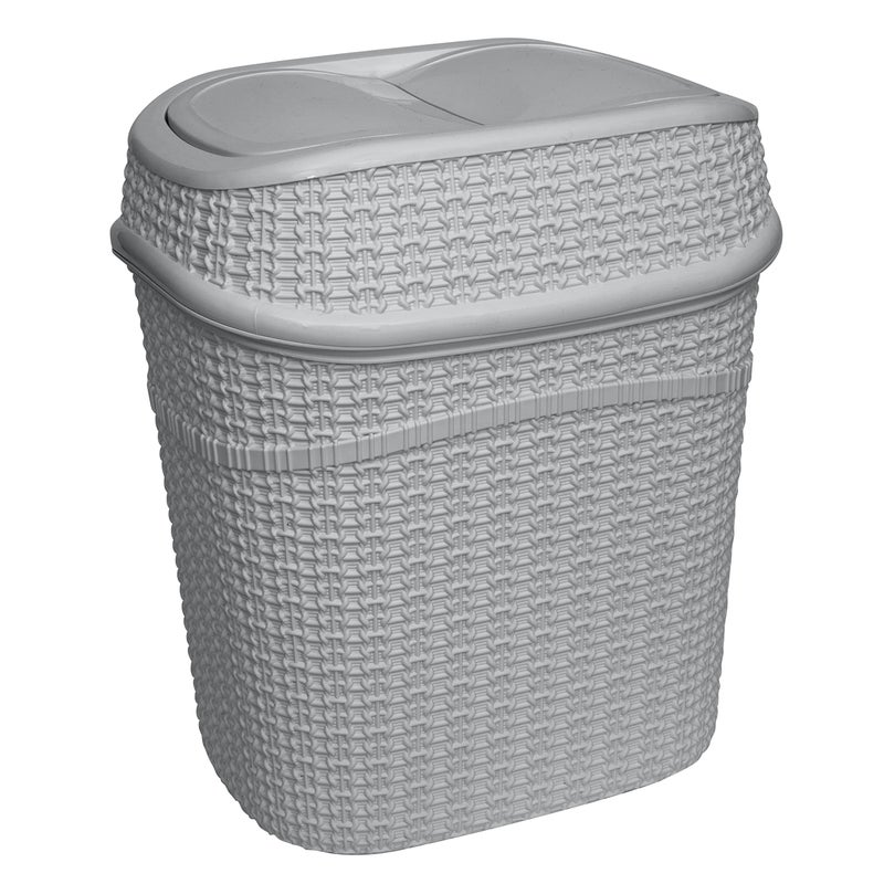 Bath Bliss 9.5 Liter Swing Top Waste Bin Sailor Knot Trash Can | Dimensions: 11.22" x 8.27" x 12.6" | Great for Office | Bathroom | Lid Remove | Grey | Bathroom Wastebasket | Grey - Image 1