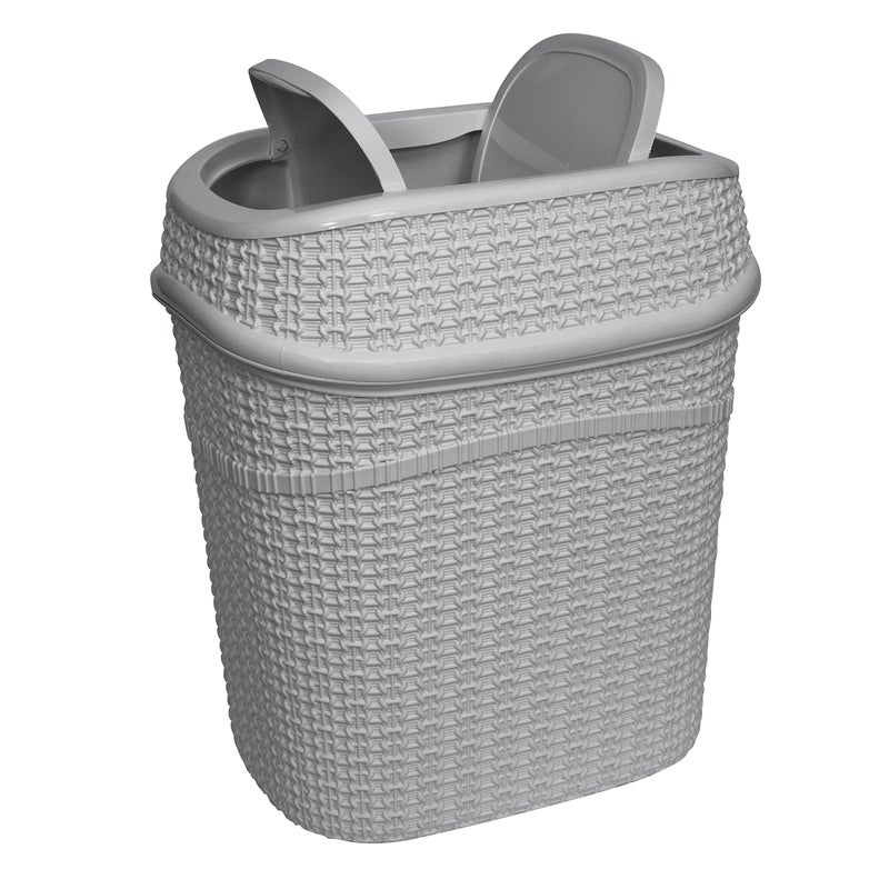 Bath Bliss 9.5 Liter Swing Top Waste Bin Sailor Knot Trash Can | Dimensions: 11.22" x 8.27" x 12.6" | Great for Office | Bathroom | Lid Remove | Grey | Bathroom Wastebasket | Grey - Image 4