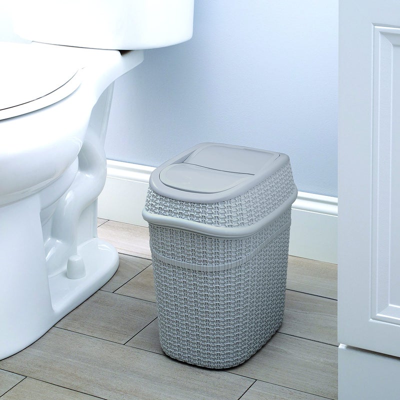 Bath Bliss 9.5 Liter Swing Top Waste Bin Sailor Knot Trash Can | Dimensions: 11.22" x 8.27" x 12.6" | Great for Office | Bathroom | Lid Remove | Grey | Bathroom Wastebasket | Grey - Image 3