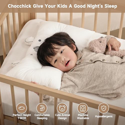 Choc chick Toddler Pillow,20X14inches Machine Washable Soft Hypoallergenic Kids Pillows,Child Cute Animal Perfect Toddler Pillows for Sleeping 2 Year Old (Bear) - Image 2