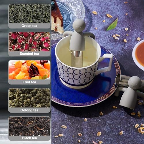 Flavizo Stainless Steel Tea Strainer Infuser with Fine Mesh Filter for Loose Leaf Herbal, Durable Reusable Handles for Hanging on teapots - Grey - Image 4