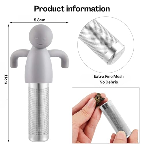 Flavizo Stainless Steel Tea Strainer Infuser with Fine Mesh Filter for Loose Leaf Herbal, Durable Reusable Handles for Hanging on teapots - Grey - Image 2