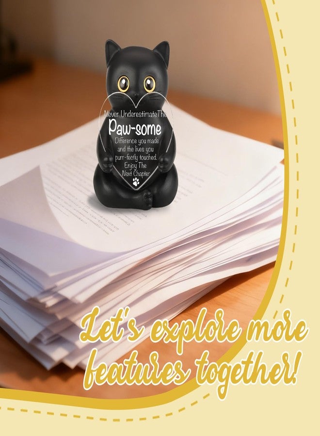 FOUGSTA Super Cute Heartfelt Black Cat Resin Figurine, Inspirational Gift for College Student Life Transition, Motivational Desk Decor for Cat Lovers, Encouraging Present for Coworker New Journey, XXS59 - Image 4