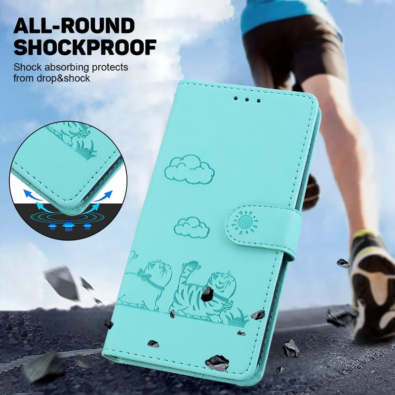 HuHa Case Cover For Honor 90 Lite Cute Cats RFID Leather Phone Case(Green) - Image 4