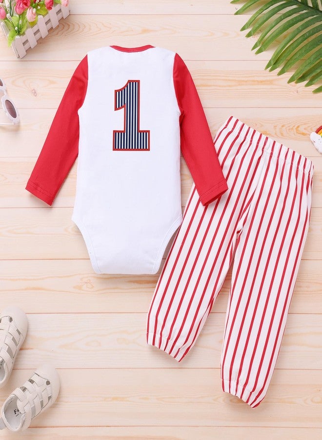 IKADEX Baby First Birthday Outfit Boy 9 12 18 Months Long Sleeve Baseball Romper and Pants Sets Newborn Fall Cake Smash Clothes - Image 3