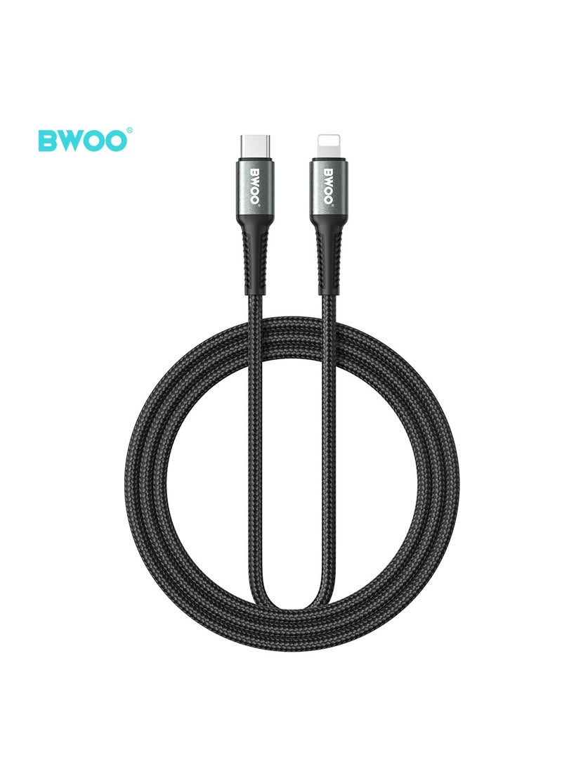 BWOO Type-C To Lightning Fast Charging Data Cable 3M Black - Image 1