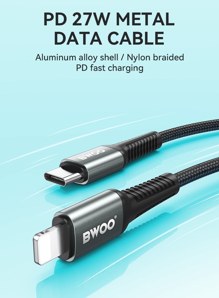 BWOO Type-C To Lightning Fast Charging Data Cable 3M Black - Image 4