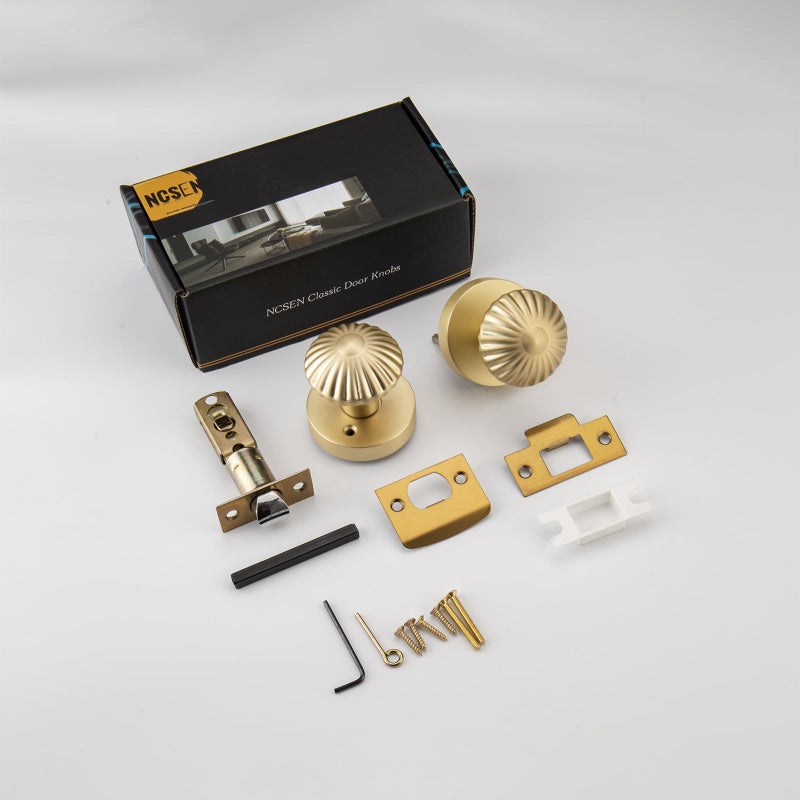 Ncsen Gold Interior Door Knobs, Non Locking Door Knob Door Handles For Hall & Closet, Passage Seashell Knobs - Image 5