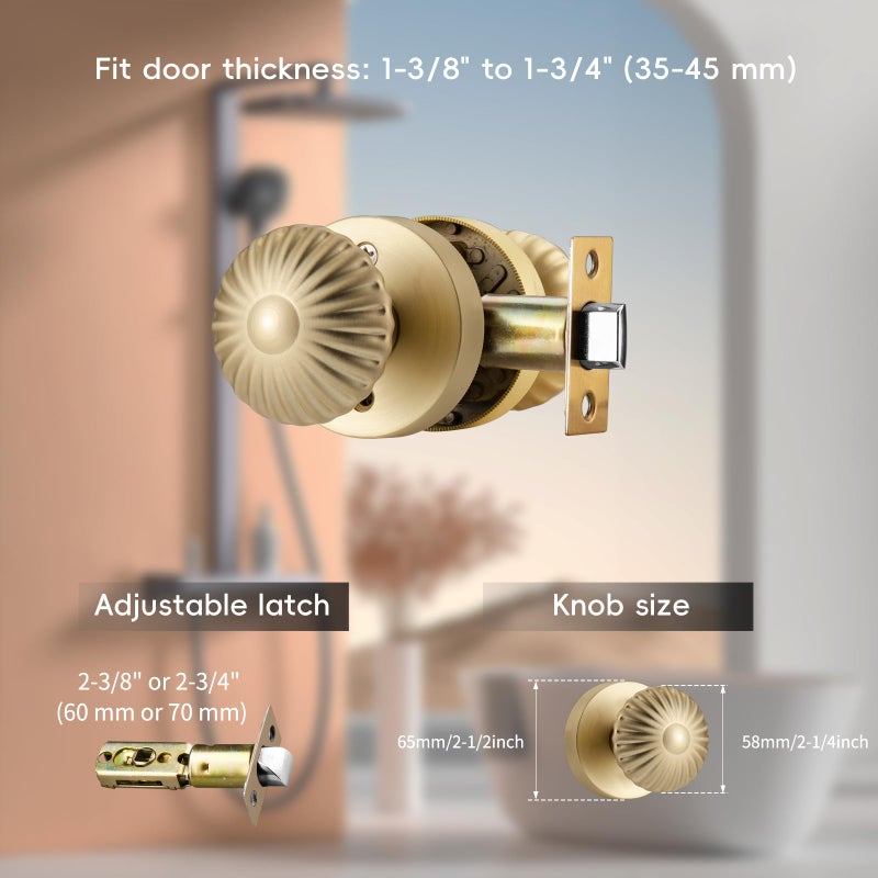 Ncsen Gold Interior Door Knobs, Non Locking Door Knob Door Handles For Hall & Closet, Passage Seashell Knobs - Image 3