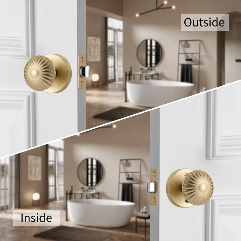 Ncsen Gold Interior Door Knobs, Non Locking Door Knob Door Handles For Hall & Closet, Passage Seashell Knobs - Image 2