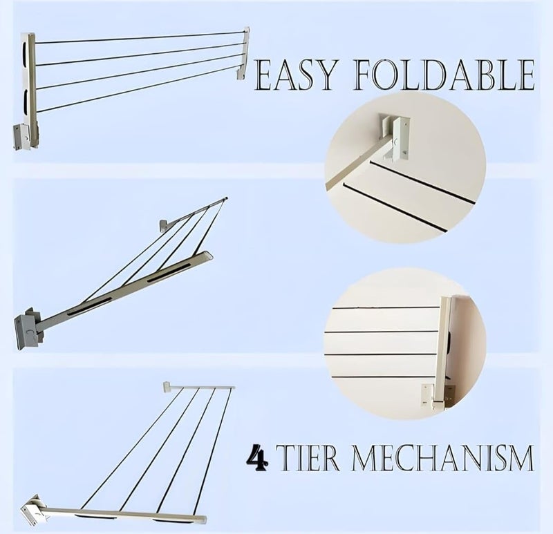Generic Shivansh Collection Heavy Duty Wall Mounted Cloth Drying Stand Foldable Drying Rack for Balcony and Home Versatile Cloth Hanger and Dryer Stand Multicolor  - Image 5