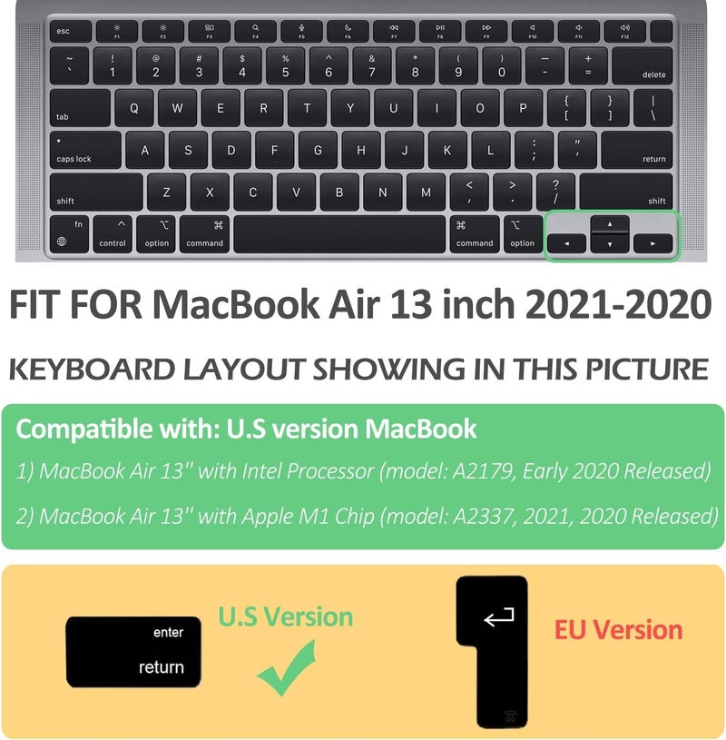 Oaky Keyboard for MacBook Air M1 13 inch 2020 Release Model A2179, A2337 Touch ID & Retina Display Ultra Thin Keyboard Cover Waterproof Dust-Proof Keyboard Protector Protective Skin - TPU Clear - Image 2