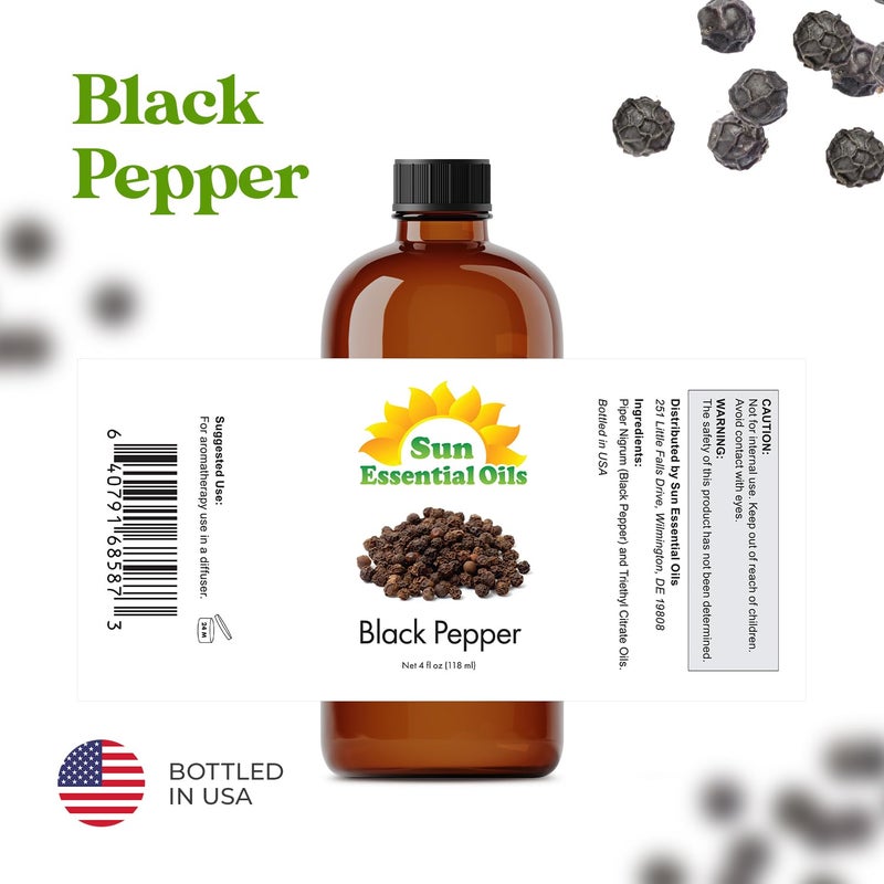 Sun Essential Oils - Black Pepper 4oz Bottle for Diffuser, Humidifier, Aromatherapy, Self and Home Care - Black Pepper Oil - Aromatherapy Oil - Image 2