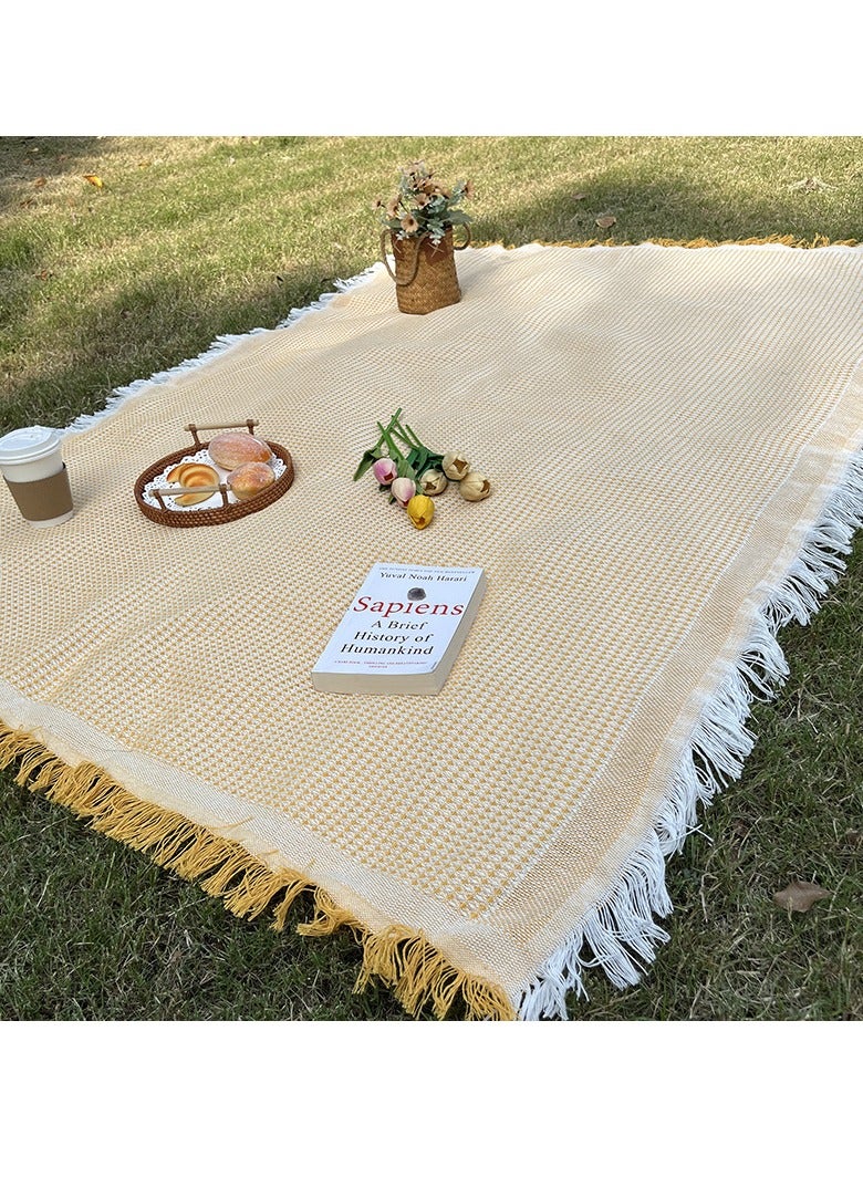 Nadrab Camping Blanket Outdoor Grass Mat Picnic Gear Roll-Up Table Cover Nap Blanket Waterproof Camping Mat for Beach, Camp, Lawn - Foldable Checkered Blanket (180x230 cm) - Image 1