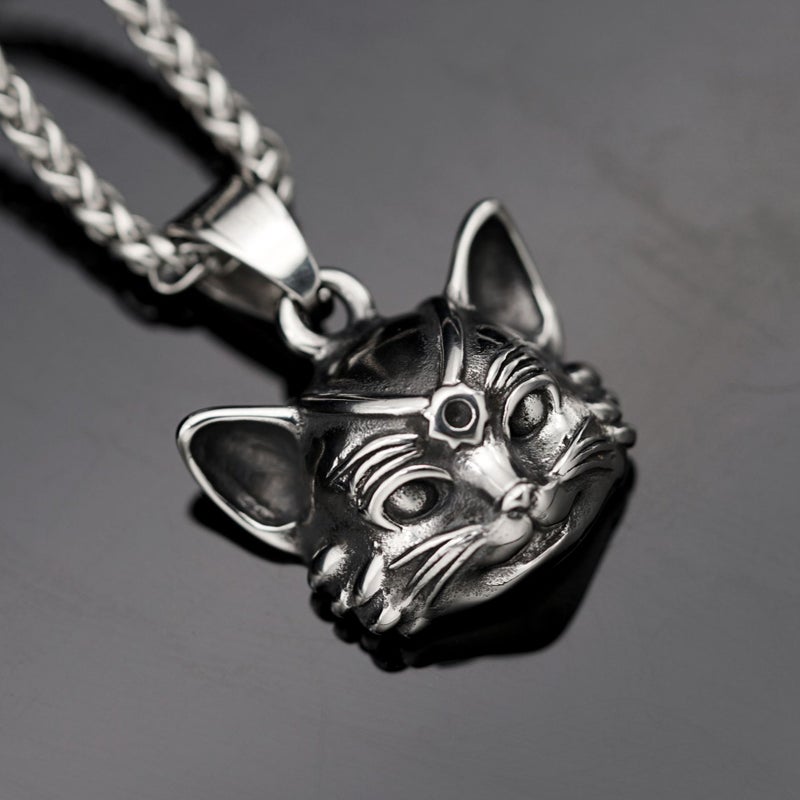 Generic Fashion Punk Style Stainless Steel Cat Pendant Necklace Cat Head (without necklace) 