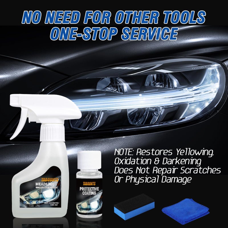 TABOUNTS Headlight Restoration Kit, Automotive Headlight Cleaner and Yellowed Head Light Restoring Kit,Helps Clear Dull & Oxidized Lenses,Suitable for All Vehicle Headlamps - Image 3
