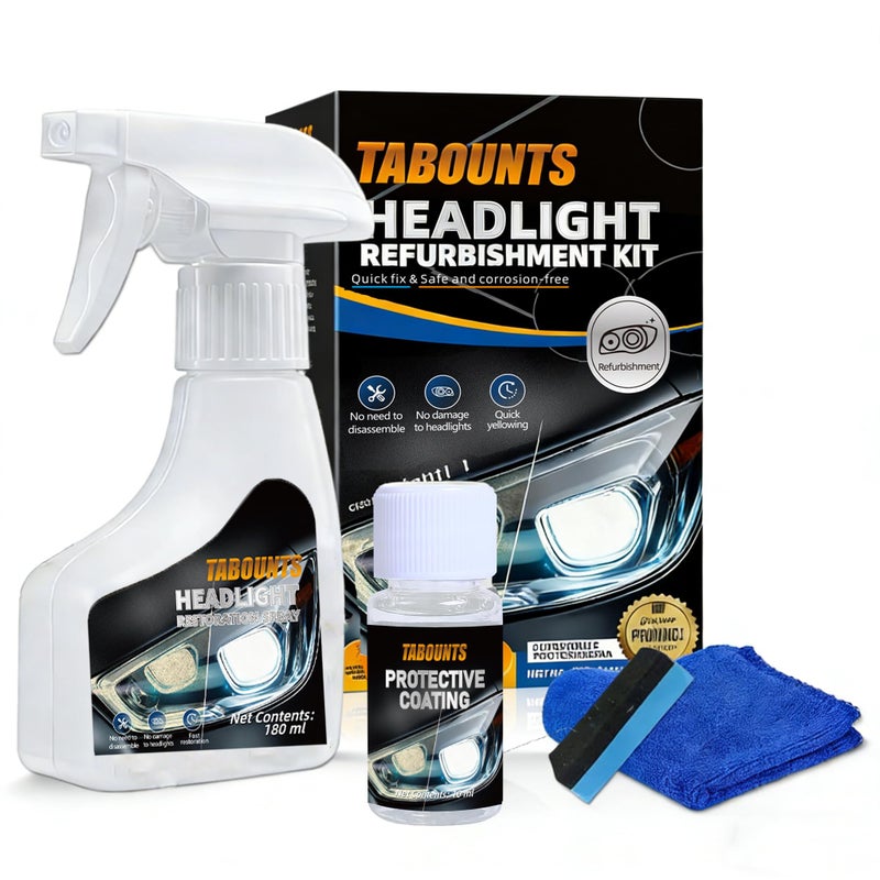TABOUNTS Headlight Restoration Kit, Automotive Headlight Cleaner and Yellowed Head Light Restoring Kit,Helps Clear Dull & Oxidized Lenses,Suitable for All Vehicle Headlamps - Image 1