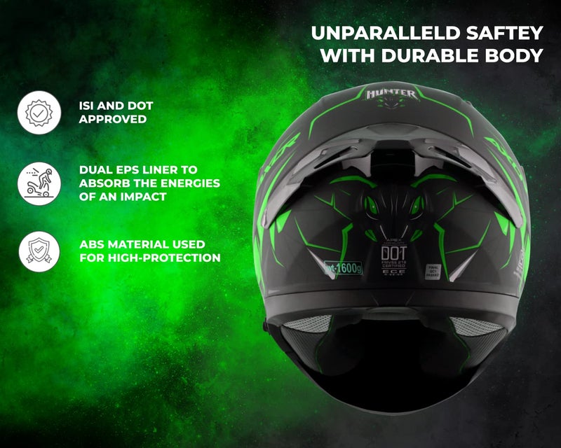 Axor Apex Hunter D/V Dull Black Neon Green Helmet-XL - Image 4