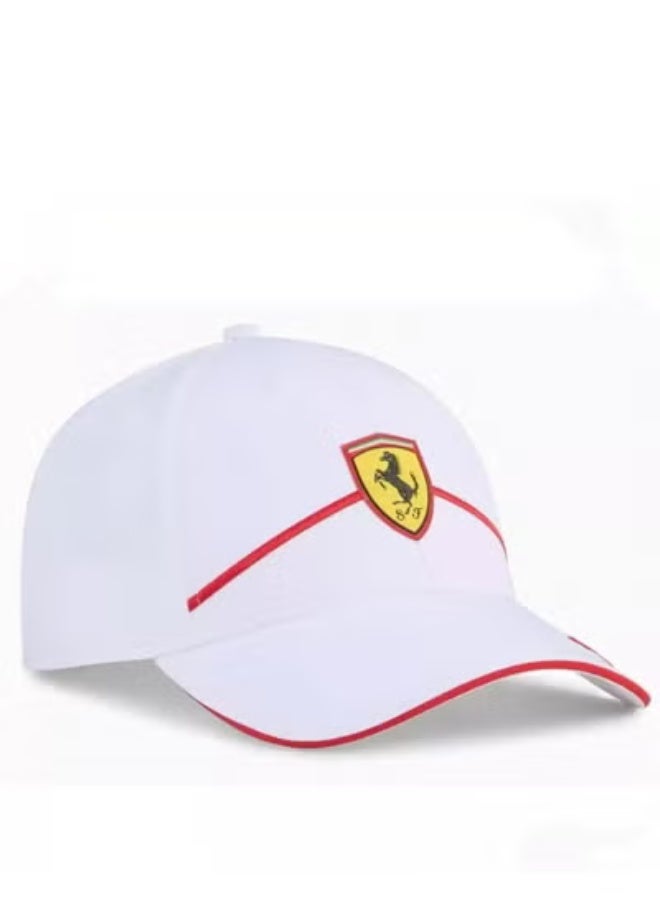 Ferrari قبعة بيسبول فريق فيراري للسباقات باللونين الأحمر والأبيض الكلاسيكي
