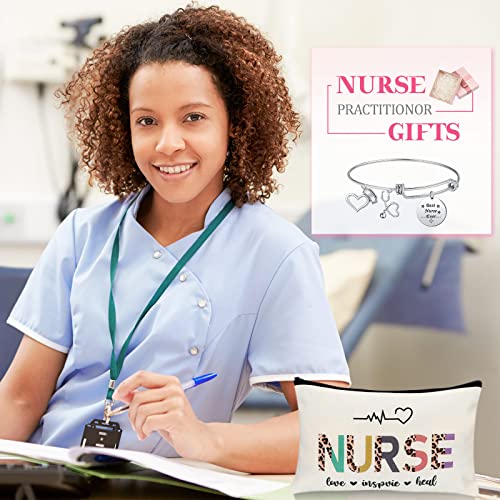Highergo 8 Pcs Christmas Nurse Appreciation Gifts for Women 4 Nurse Makeup Cosmetic Bag Bulk with 4 Bracelets for Thank You Survival Kit Zipper Pouch Practitionor Day Birthday Travel Supplies - Image 3