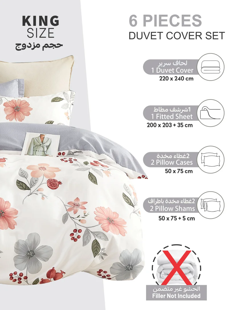 دوناتيلا طقم غطاء لحاف مشجر 6 قطع - مزدوج 220 × 240 سم - بدون حشوة لحاف