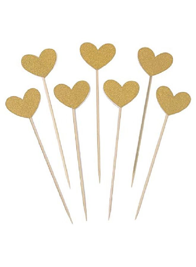 ThePartyPopper Gold Hearts Cupcake Toppers  - Image 1