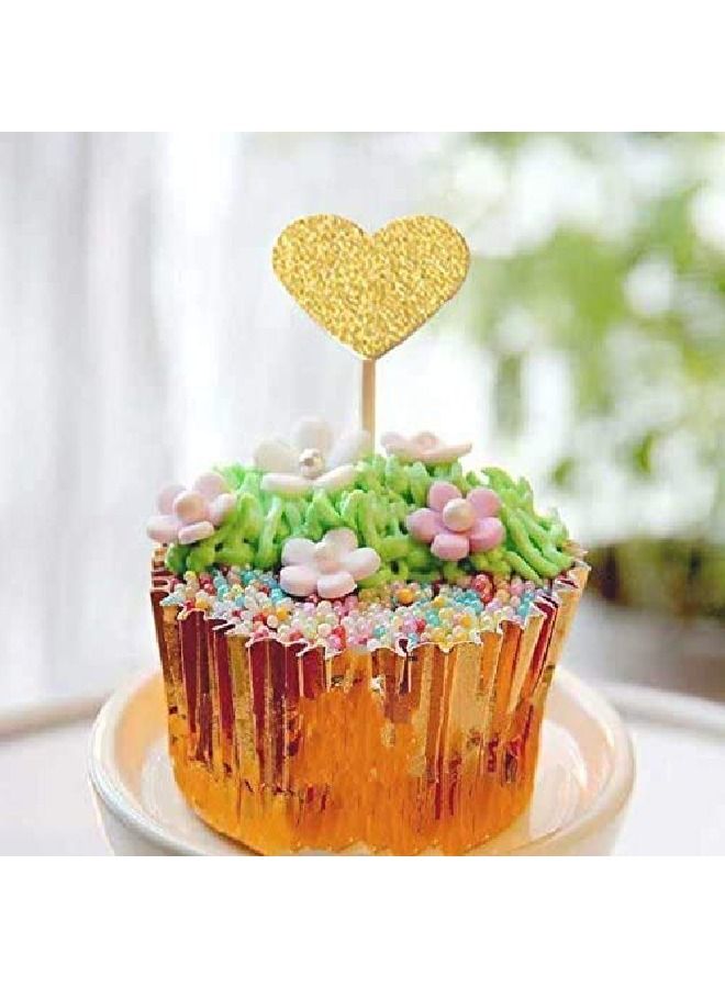 ThePartyPopper Gold Hearts Cupcake Toppers  - Image 4