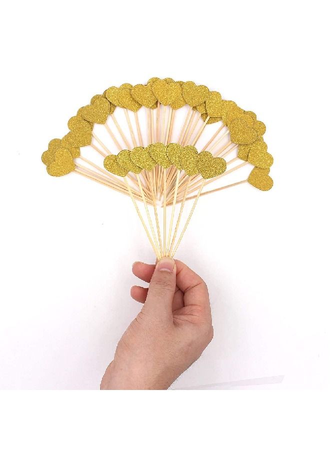 ThePartyPopper Gold Hearts Cupcake Toppers  - Image 2