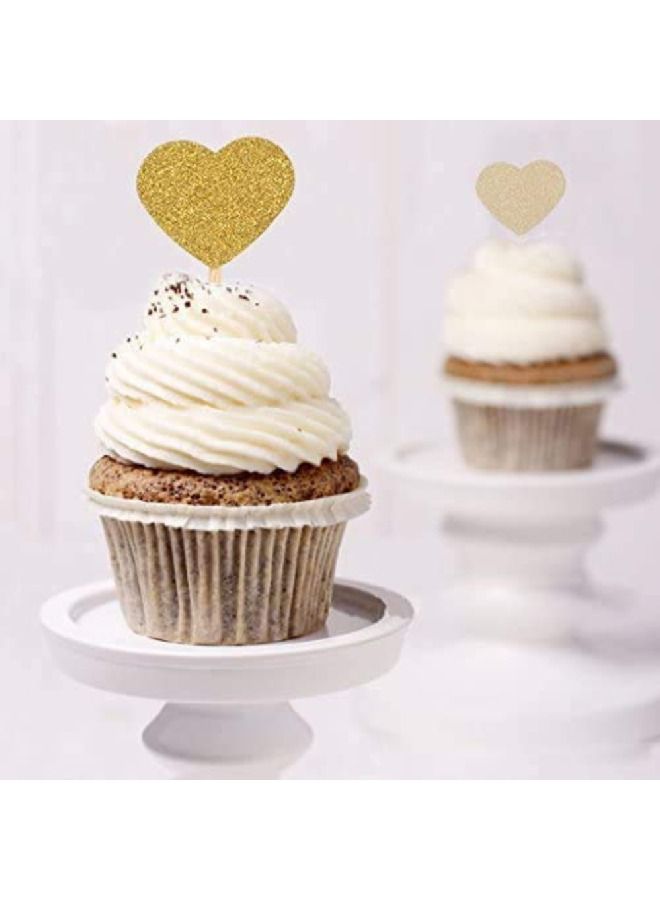 ThePartyPopper Gold Hearts Cupcake Toppers  - Image 3