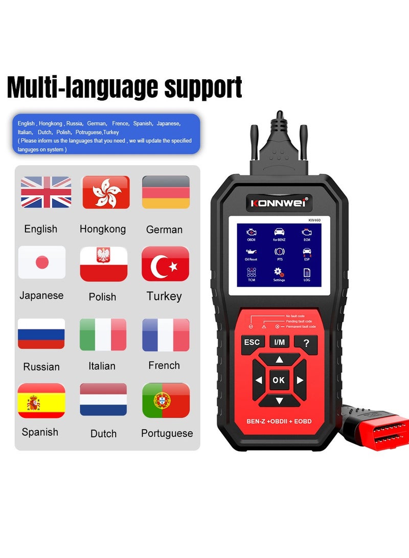 Konnwei Car Tester Replacement for Mercedes-Benz OBD II +EOBD Scanner Diagnostic Instrument Detection Replacement for Mercedes-Benz Inspection and Repair Tools - Image 1