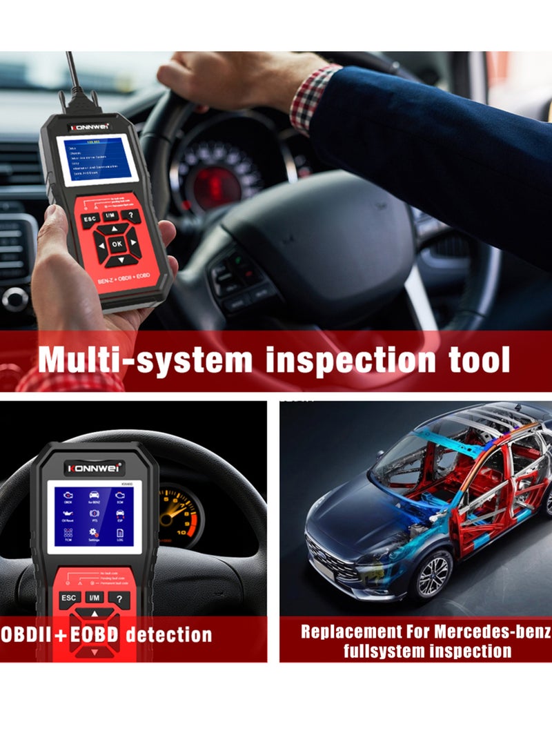 Konnwei Car Tester Replacement for Mercedes-Benz OBD II +EOBD Scanner Diagnostic Instrument Detection Replacement for Mercedes-Benz Inspection and Repair Tools - Image 3