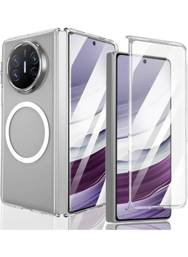 Crystal Clear Magnetic Case Compatible with Huawei Mate X5/X3, Compatible with Mag-Safe, 【Strong Magnet】 【Non-Yellowing】 【Built-in Screen Protector】 Transparent Slim Case Cover 
