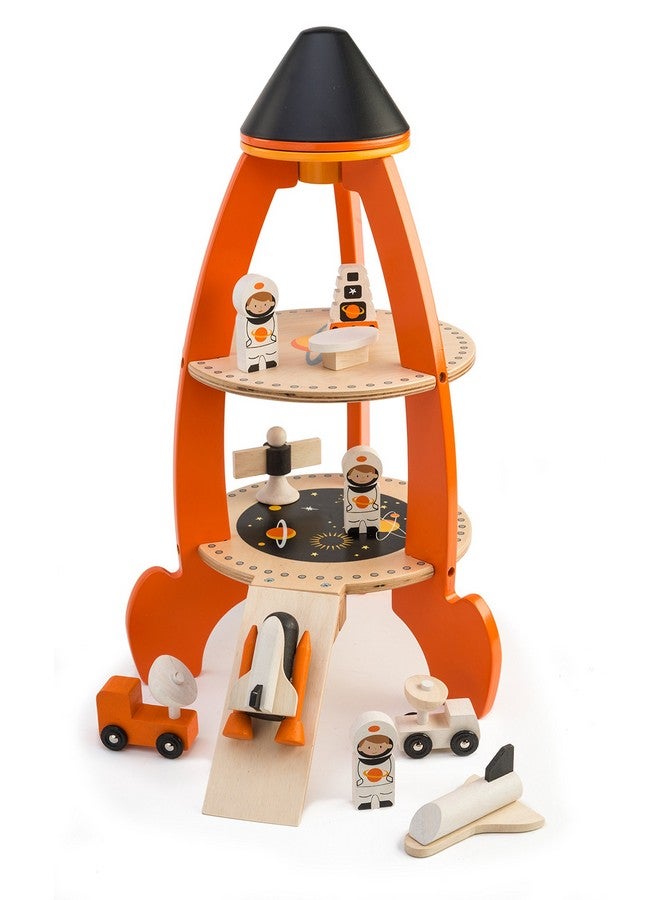 Tender Leaf Toys Cosmic Rocket Set 11 Pcs Wooden Rocket And Outer Space Themed Playset For Kids Develop Imaginative Role Play And Science Interest Age 3+ - Image 1