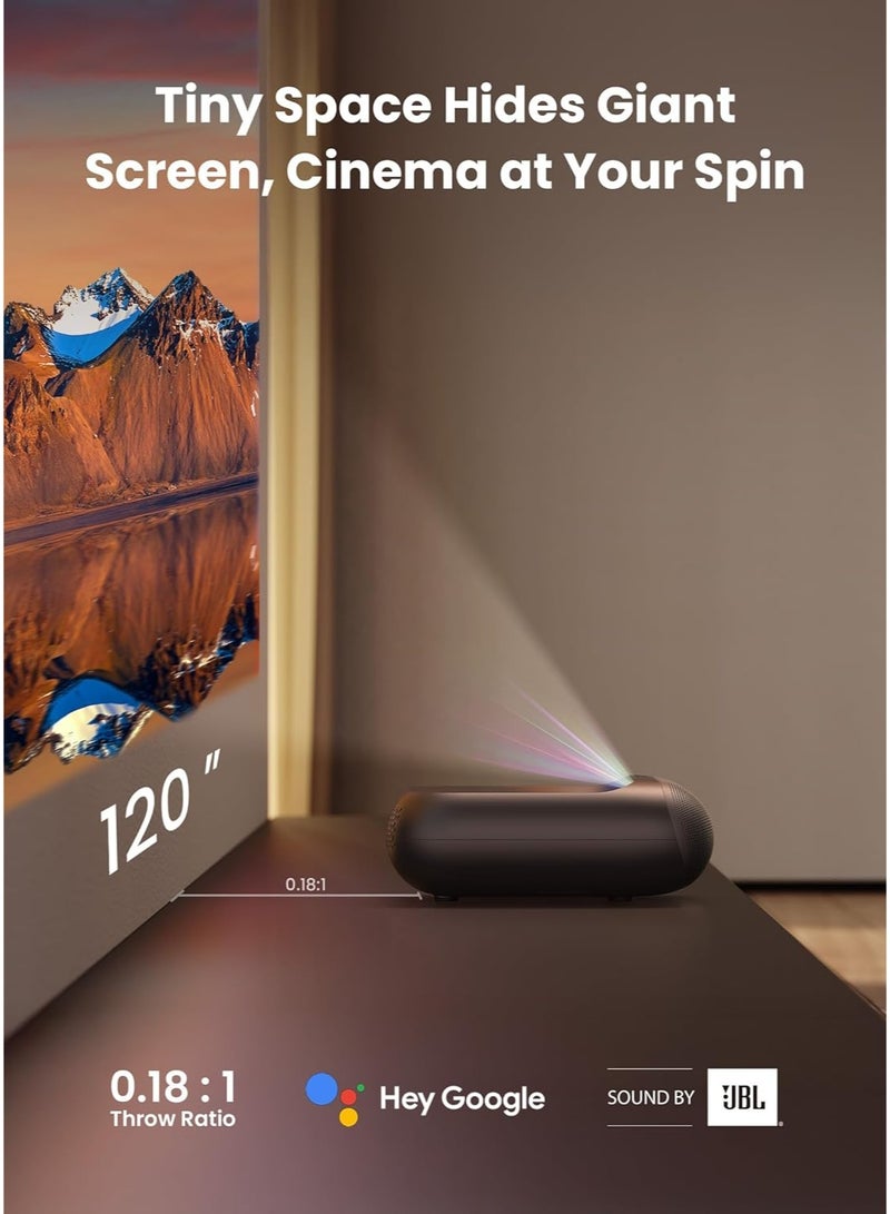 YABER K300S PROJECTOR ULTRA SHORT THROW LASER 1000 ANSI JBL DUAL 15W DOLBY 1080P 100" IN 9" SMART OS DONGLE - Image 2