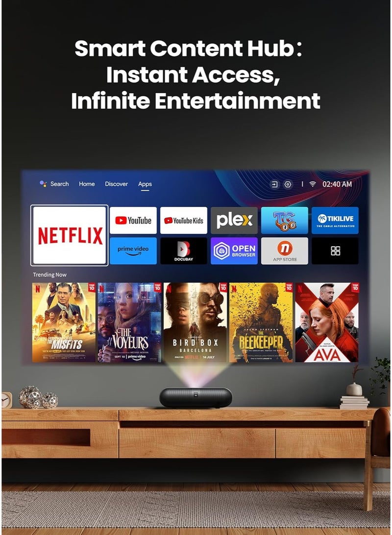 YABER K300S PROJECTOR ULTRA SHORT THROW LASER 1000 ANSI JBL DUAL 15W DOLBY 1080P 100" IN 9" SMART OS DONGLE - Image 5