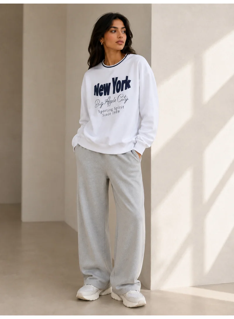 Victor And Jane “New York Big Apple” Contrast Rib Sweatshirt – 100% Cotton Fleece