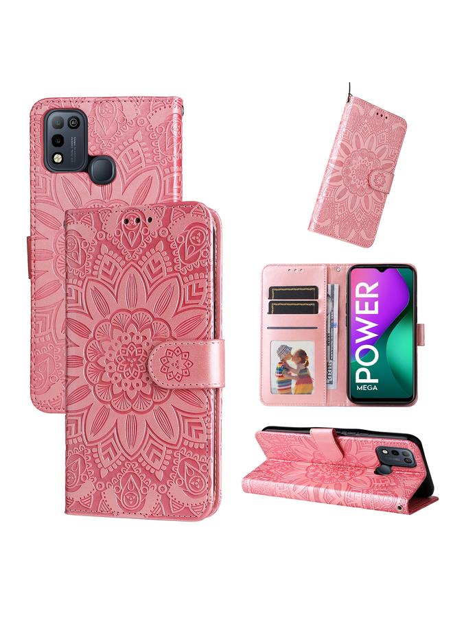 Zaboon Case For Infinix Smart 5 Embossed Sunflower Leather Phone Case - Image 1