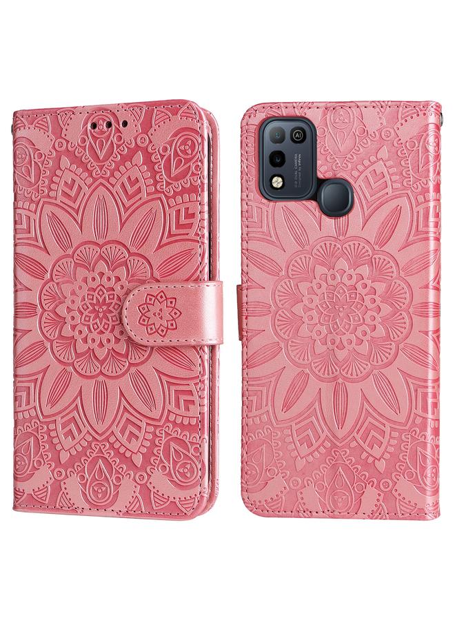 Zaboon Case For Infinix Smart 5 Embossed Sunflower Leather Phone Case - Image 2