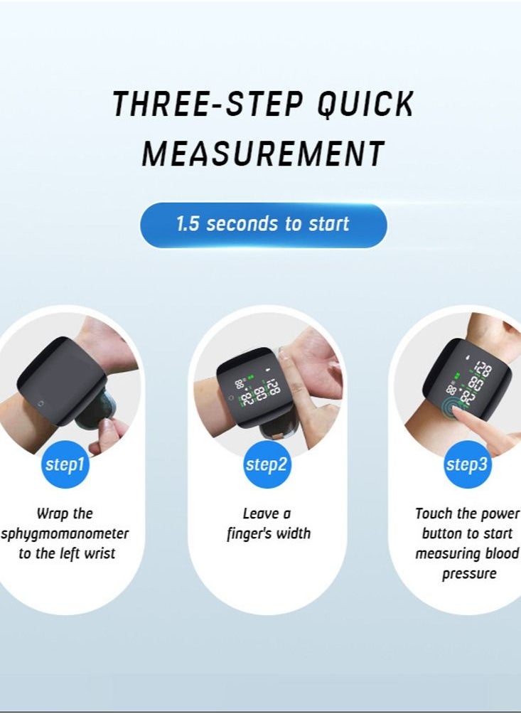 Joshberg - Rechargeable Digital Wrist Blood Pressure Monitor Adjustable Cuff Bp Detector 2x99 Readings Memory Large Display Voice Heart Rate Automatic Tensiometer - Image 1