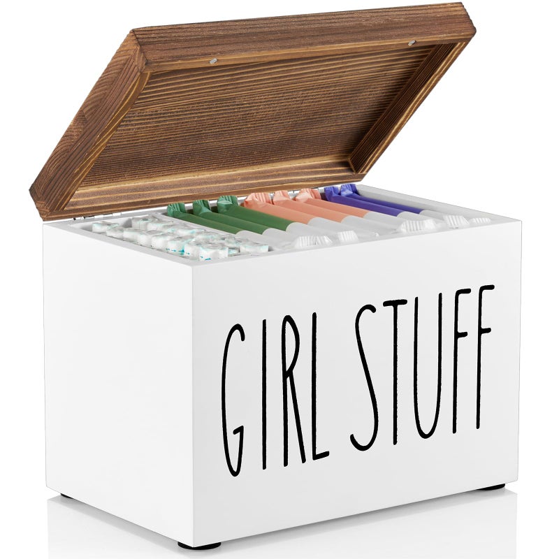 DRASTAR Tampon Holder for Bathroom, Feminine Product Organizer, Pad Organize Case with hinged lid, Shark Week Tampon Storage, Lady Stuff Box for Bathroom Accessories - Image 1