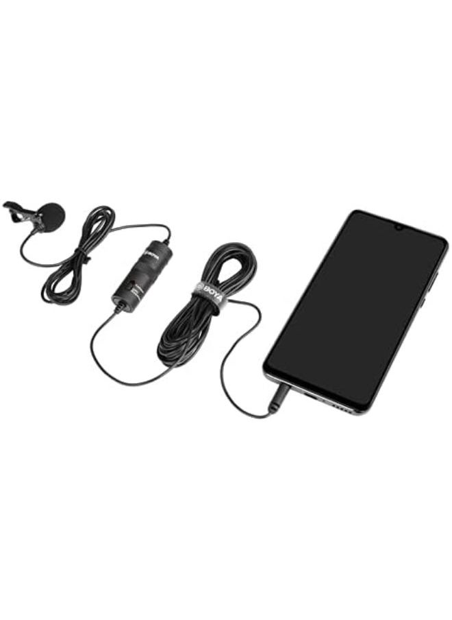 BOYA - BY-M1 by Shotgun Video Microphone by-M1 Ultimate 3.5mm Lapel Mic Clip-On Video Recording Omnidirectional Condenser for iPhone Android Smartphone Mac Tablet DSLR Camcorder, Black - Image 1