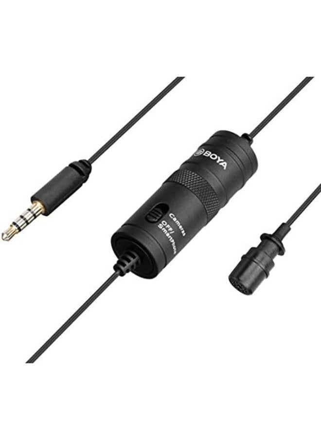 BOYA - BY-M1 by Shotgun Video Microphone by-M1 Ultimate 3.5mm Lapel Mic Clip-On Video Recording Omnidirectional Condenser for iPhone Android Smartphone Mac Tablet DSLR Camcorder, Black - Image 1